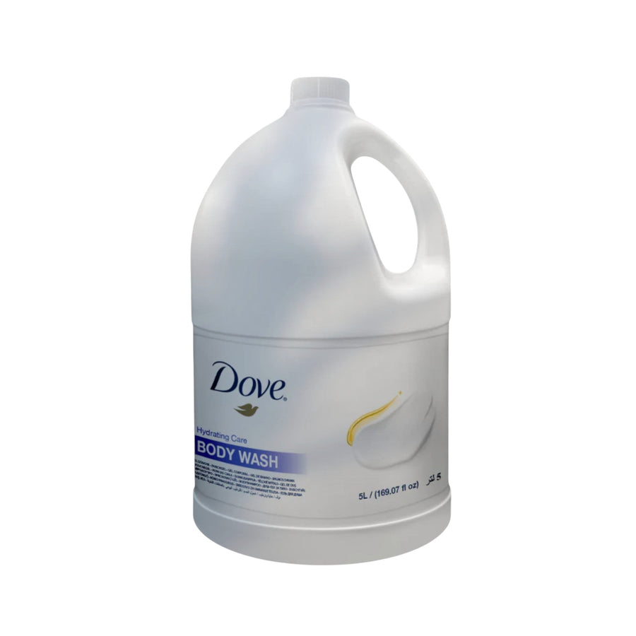 Ora Dove Pro Hydrating Care body wash in a 5L professional refill jug with a white handle and blue label